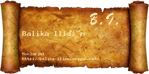 Balika Ilián névjegykártya